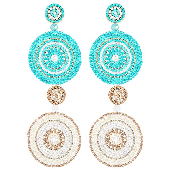 2 pairs bohemian beaded earrings statement drop earrings round dangle for women girls, Silver
2 pairs bohemian beaded earrings statement drop earrings round dangle for women girls, Silver