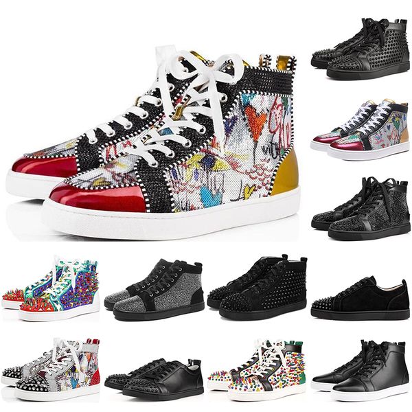 2020 red bottom studded spikes flat graffiti suede genuine leather party designer sneakers winter casual shoes with box, Black
2020 red bottom studded spikes flat graffiti suede genuine leather party designer sneakers winter casual shoes with box, Black