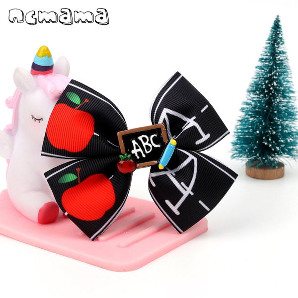 3.5'' back to school black ribbon bow hair clips for girls handmade printed bowknot hair barrettes hairpin kids accessories, Slivery;white
3.5'' back to school black ribbon bow hair clips for girls handmade printed bowknot hair barrettes hairpin kids accessories, Slivery;white