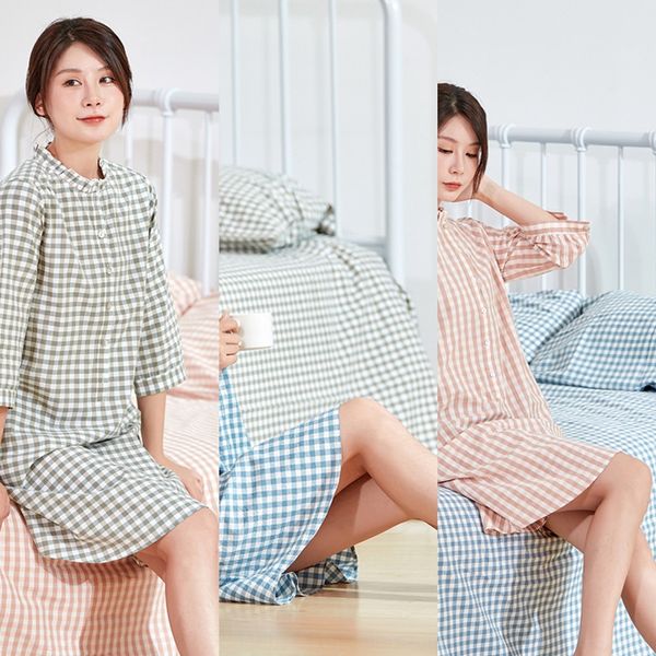 aczg9 japanese style non-printing wind washed cotton clothes home furnishing clothing cotton plaid loose women's home clothes cute girl, Blue;red
aczg9 japanese style non-printing wind washed cotton clothes home furnishing clothing cotton plaid loose women's home clothes cute girl, Blue;red
