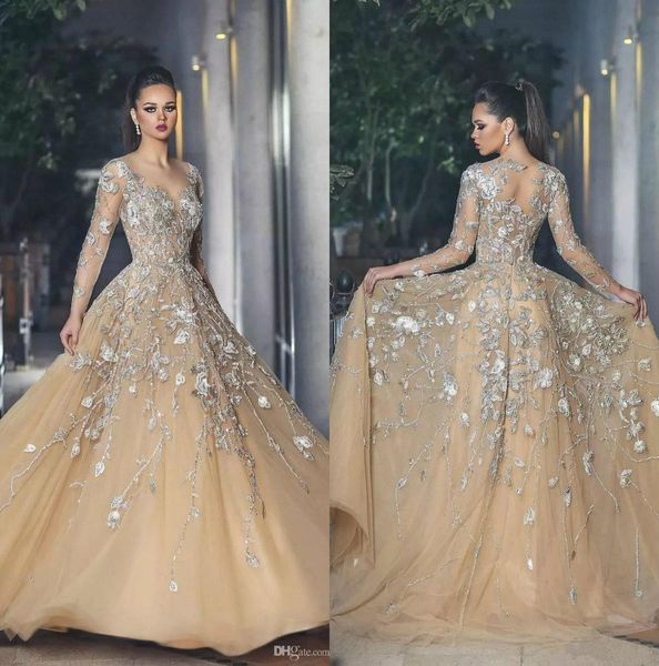 champagne 2019 lace prom dresses long sleeve appliqued sheer neck formal evening gowns floor length a line party dress, Black
champagne 2019 lace prom dresses long sleeve appliqued sheer neck formal evening gowns floor length a line party dress, Black