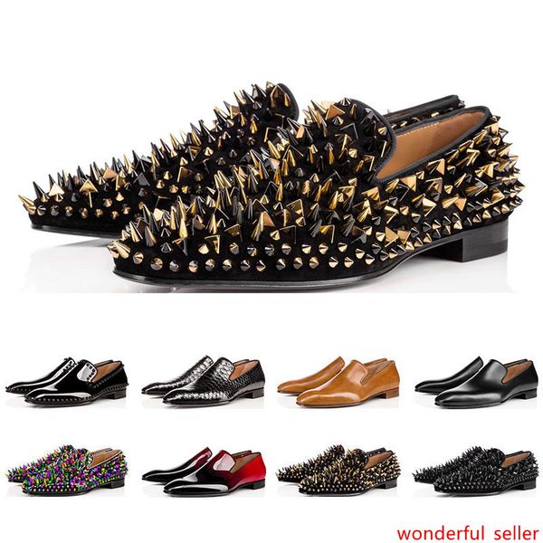 luxury designer mens shoes loafers black red spike patent leather slip on dress wedding flats bottoms shoe for business party size 39-47
luxury designer mens shoes loafers black red spike patent leather slip on dress wedding flats bottoms shoe for business party size 39-47
