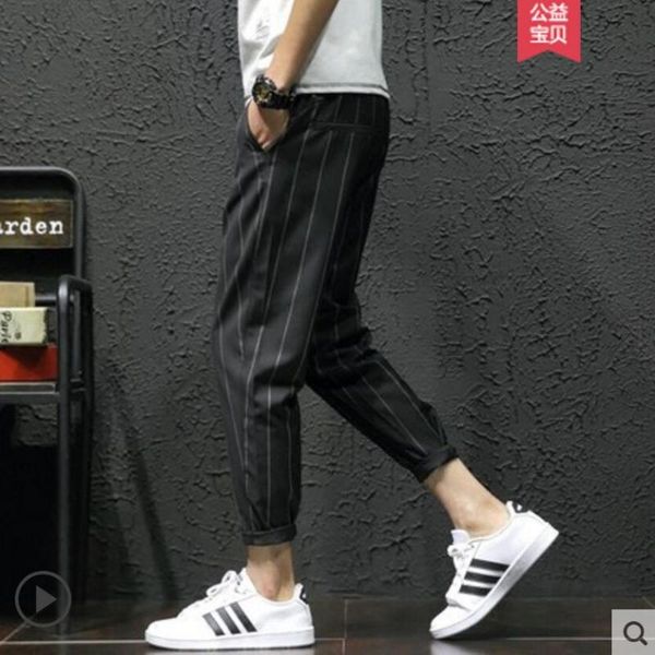 new 2018 men's clothing hair stylist fashion summer thin vertical striped casual pants nine pants plus size costumes, Black
new 2018 men's clothing hair stylist fashion summer thin vertical striped casual pants nine pants plus size costumes, Black