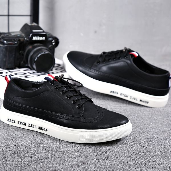 men genuine leather shoes new fashion comfortable casual sports shoes lace up flat thick bottom casual leather, Black
men genuine leather shoes new fashion comfortable casual sports shoes lace up flat thick bottom casual leather, Black
