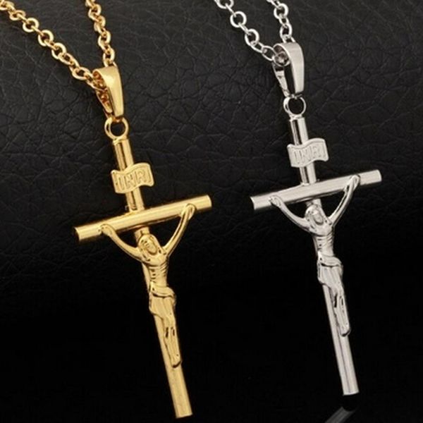 1pcs 2 colors gold-color necklace women men jesus cross necklace alloy jewelry hot, Silver
1pcs 2 colors gold-color necklace women men jesus cross necklace alloy jewelry hot, Silver