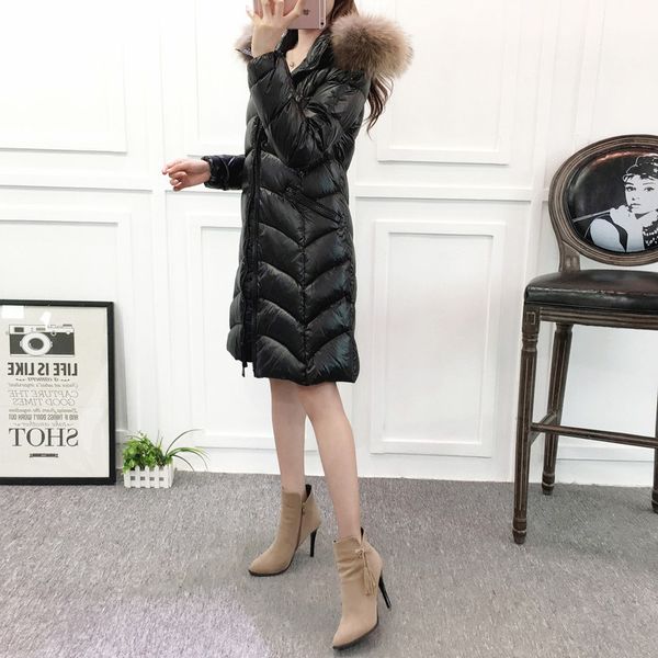 women's down & parkas winter coat white duck jacket woman hooded big fur collar long puffer thick casacas para mujer 1820 kj2665, Black
women's down & parkas winter coat white duck jacket woman hooded big fur collar long puffer thick casacas para mujer 1820 kj2665, Black
