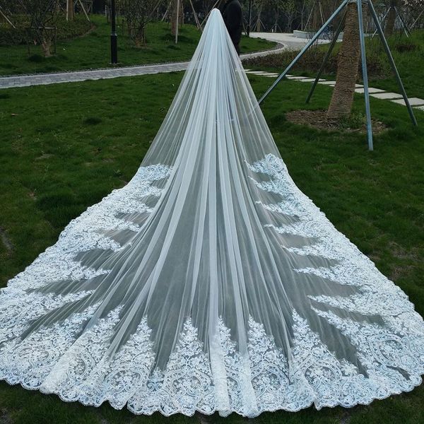 white ivory bridal veils one layer lace applique cathedral length wedding veil velo accessories mantilla with comb high quality, Black
white ivory bridal veils one layer lace applique cathedral length wedding veil velo accessories mantilla with comb high quality, Black