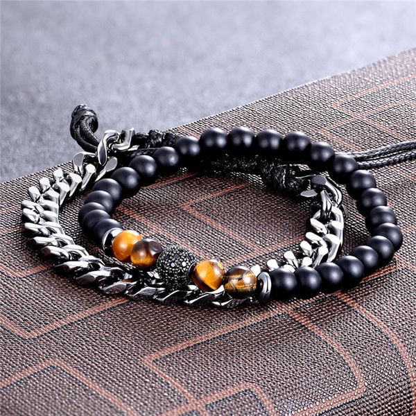 mkendn 2pcs/set natural tiger eye men women stone beads pave cz beaded bracelet stainless steel cuban link chain bracelets, Golden;silver
mkendn 2pcs/set natural tiger eye men women stone beads pave cz beaded bracelet stainless steel cuban link chain bracelets, Golden;silver