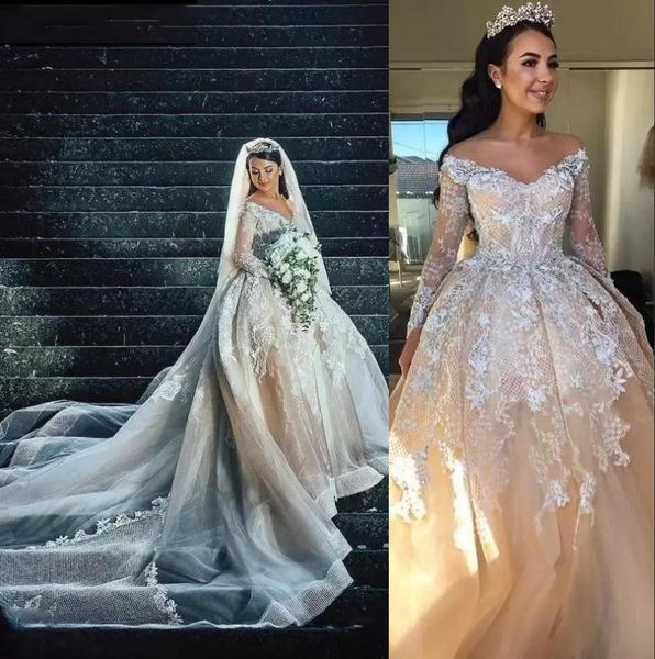 Champagne Luxury Beads Arabic Dubai Lace Ball Gown Wedding Dresses Off Shoulder Long Sleeve Wedding Bridal Gowns Plus Size Wedding Dress
Champagne Luxury Beads Arabic Dubai Lace Ball Gown Wedding Dresses Off Shoulder Long Sleeve Wedding Bridal Gowns Plus Size Wedding Dress