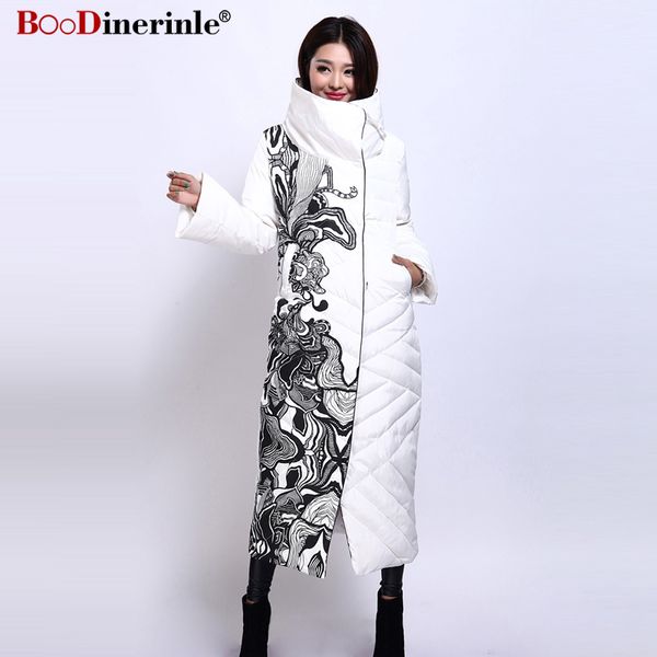 boodinerile women's jacket female thick warm white duck down coat winter elegant office lady's print slim x-long outwear yr159-2, Black
boodinerile women's jacket female thick warm white duck down coat winter elegant office lady's print slim x-long outwear yr159-2, Black