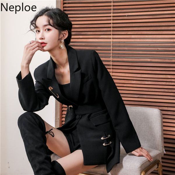 neploe blazer women spring 2020 fashion one button notched collar sashes slim waist female coats chic office lady 1a639, White;black
neploe blazer women spring 2020 fashion one button notched collar sashes slim waist female coats chic office lady 1a639, White;black