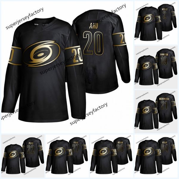 20 sebastian aho 2019 golden edition carolina hurricanes jerseys teuvo teravainen brett pesce victor rask andrei svechnikov jaccob slavin, Black;red
20 sebastian aho 2019 golden edition carolina hurricanes jerseys teuvo teravainen brett pesce victor rask andrei svechnikov jaccob slavin, Black;red