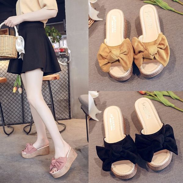 slippers slipper women shoes wedge fashion summer style korean outer wear platform bow highslippep, Black
slippers slipper women shoes wedge fashion summer style korean outer wear platform bow highslippep, Black