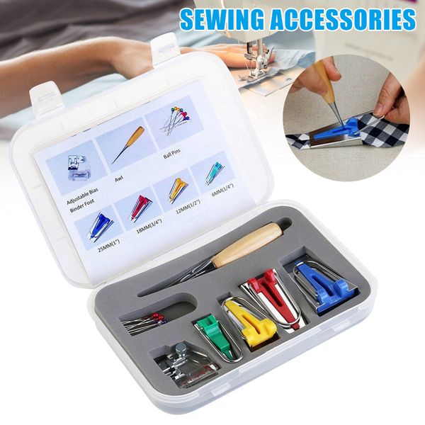 16pcs set bias tape maker kit for sewing quilting awl and binder foot tools sewing accessories dag-ship, Black
16pcs set bias tape maker kit for sewing quilting awl and binder foot tools sewing accessories dag-ship, Black