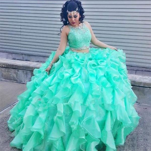 2020 mint green ball gown quinceanera dresses sequin lace two pieces prom dresses jewel neck sweet 16 dress long formal evening wear bc4145, Blue;red
2020 mint green ball gown quinceanera dresses sequin lace two pieces prom dresses jewel neck sweet 16 dress long formal evening wear bc4145, Blue;red