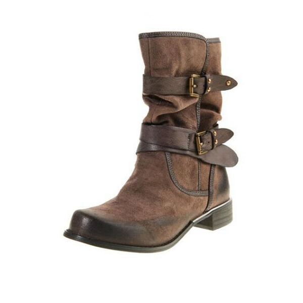 women mid calf boots autumn winter low heels faux leather ladies shoes buckle strap platform riding boots plus size botas mujer, Black
women mid calf boots autumn winter low heels faux leather ladies shoes buckle strap platform riding boots plus size botas mujer, Black