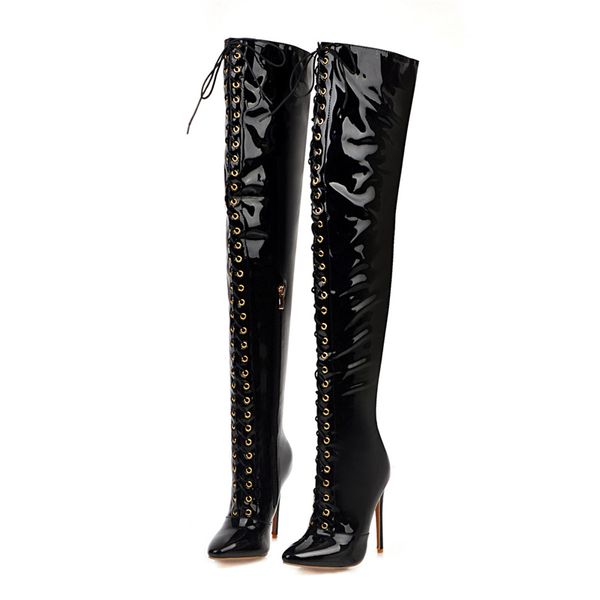 high heels boots women over the knee boot pointed toe lace-up thigh high boots female fetish dancing shoes big size 34-48, Black
high heels boots women over the knee boot pointed toe lace-up thigh high boots female fetish dancing shoes big size 34-48, Black