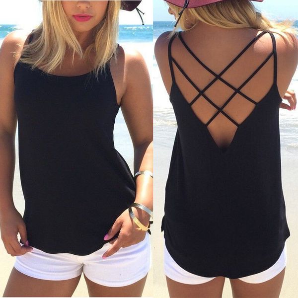womens designer clothing t shirt 2019 vrouwen zomer spaghetti band mouwloze backless kruis zwart wit blauw tees beach casual, White
womens designer clothing t shirt 2019 vrouwen zomer spaghetti band mouwloze backless kruis zwart wit blauw tees beach casual, White