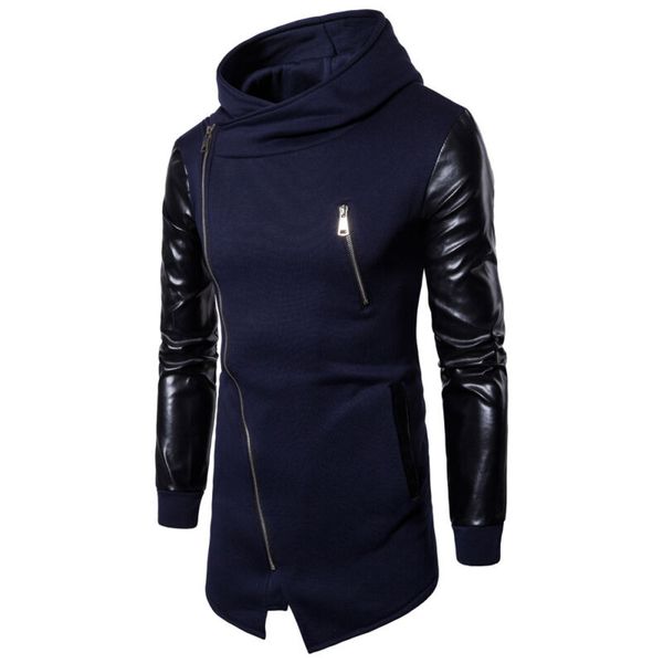 men's slim patchwork pu leather long sleeve sweatshirt hoodies windbreaker spring fashion pu leather sleeve, Black
men's slim patchwork pu leather long sleeve sweatshirt hoodies windbreaker spring fashion pu leather sleeve, Black