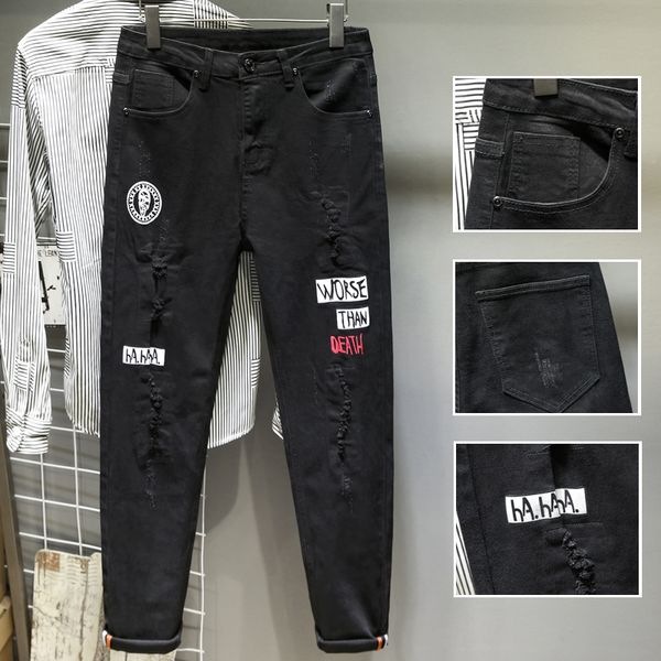 ripped jeans for menmen's black jeans stretch skinny men's printed hole men 2 autumn, Blue
ripped jeans for menmen's black jeans stretch skinny men's printed hole men 2 autumn, Blue