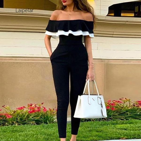 laipelar new 2020 women off shoulder colorblock ruffles bodycon jumpsuit skinny streetwear office ladies slim fit black jumpsuit, Black;white
laipelar new 2020 women off shoulder colorblock ruffles bodycon jumpsuit skinny streetwear office ladies slim fit black jumpsuit, Black;white