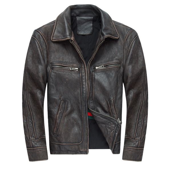 mens brown overcoats vintage cowskin jackets slim turn down collar motorcycle jacket mens brown outwear, Black
mens brown overcoats vintage cowskin jackets slim turn down collar motorcycle jacket mens brown outwear, Black