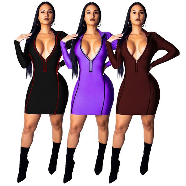 contrast color patchwork pencil dress women long sleeve front zip bodycon dress elegant deep v neck package hip robe femme nzk-1578, White;black
contrast color patchwork pencil dress women long sleeve front zip bodycon dress elegant deep v neck package hip robe femme nzk-1578, White;black
