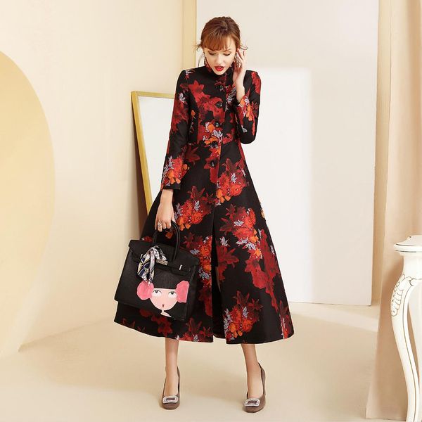 2019 spring autumn woman clothes long trench coat jacquard stand collar office lady plus size trench coat m103, Tan;black
2019 spring autumn woman clothes long trench coat jacquard stand collar office lady plus size trench coat m103, Tan;black