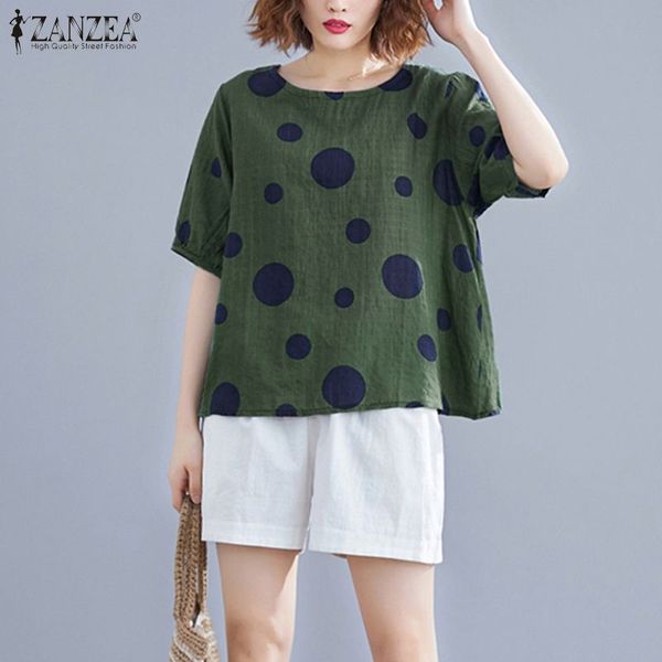 women's blouses & shirts 2021 zanzea casual summer printed blouse elegant short sleeve tunic female polka dot blusas plus size 5xl 7, White
women's blouses & shirts 2021 zanzea casual summer printed blouse elegant short sleeve tunic female polka dot blusas plus size 5xl 7, White