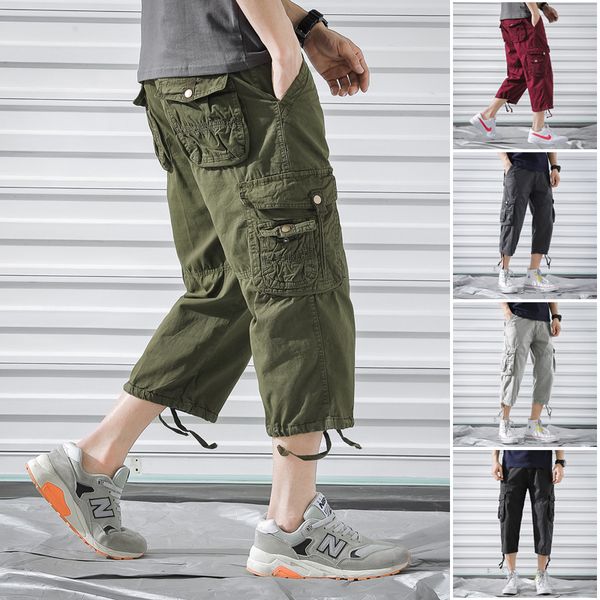 men's pants men cargo mens casual calf-length man loose fit trousers multi-pocket male sports short, Black
men's pants men cargo mens casual calf-length man loose fit trousers multi-pocket male sports short, Black