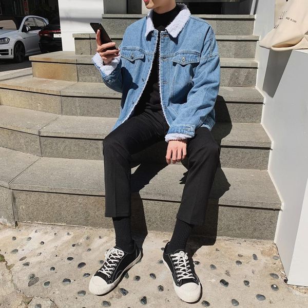 winter versatile cotton pad warm korean version of lamb hair plus velvet thick denim jacket cotton coat, Black
winter versatile cotton pad warm korean version of lamb hair plus velvet thick denim jacket cotton coat, Black