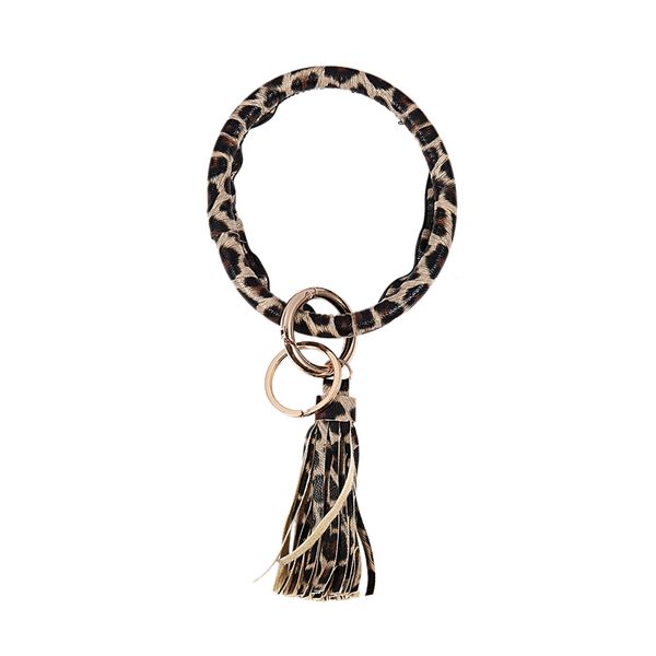 bracelet keychain pu leather leopard circle bracelet keychain tassel pendant gift, Silver
bracelet keychain pu leather leopard circle bracelet keychain tassel pendant gift, Silver