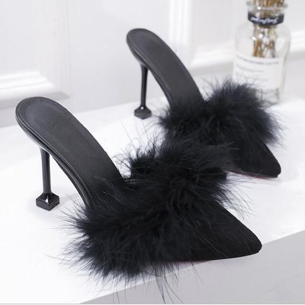 coolsa women's quality lazy furry middle heel slippers fashion real fur plush slides party large size sandals hot, Black
coolsa women's quality lazy furry middle heel slippers fashion real fur plush slides party large size sandals hot, Black