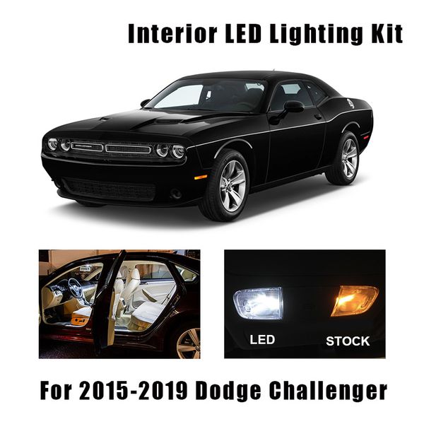 

15 bulbs white interior canbus led car light kit fit for 2015 2016 2017 2018 2019 dodge challenger map dome reading license lamp