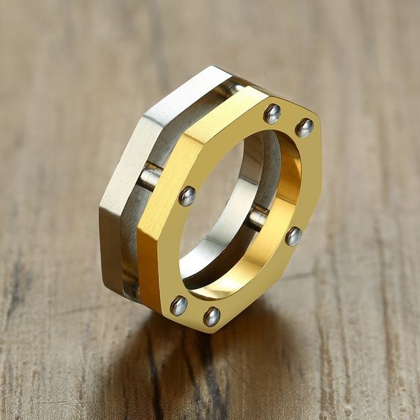 double layered men's ring stainless steel gold silver two tone irregular polygon collection geometric jewelry, Golden;silver
double layered men's ring stainless steel gold silver two tone irregular polygon collection geometric jewelry, Golden;silver