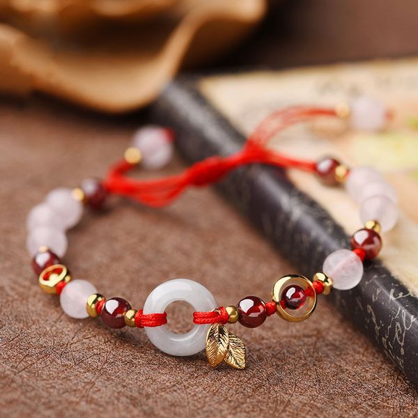 original national style fresh and simple bracelet ethnic hand woven garnet pink crystal gold leaf bracelet, Golden;silver
original national style fresh and simple bracelet ethnic hand woven garnet pink crystal gold leaf bracelet, Golden;silver