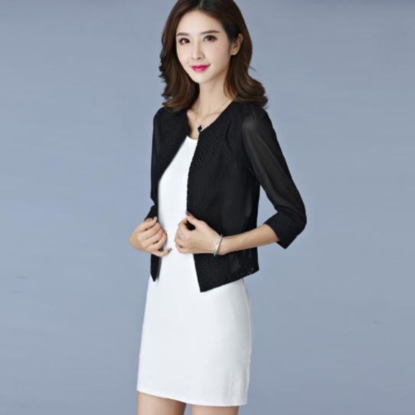 jaqueta feminina 2019 summer women gauze mesh cardigan short jackets office lady black,white slim hollow out thin outwear ae4, Black;brown
jaqueta feminina 2019 summer women gauze mesh cardigan short jackets office lady black,white slim hollow out thin outwear ae4, Black;brown