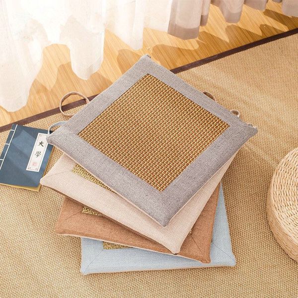 

summer linen breathable square office chair seat cushion tatami/ floor/yoga /bay-window seat cushion 40/45/50cm