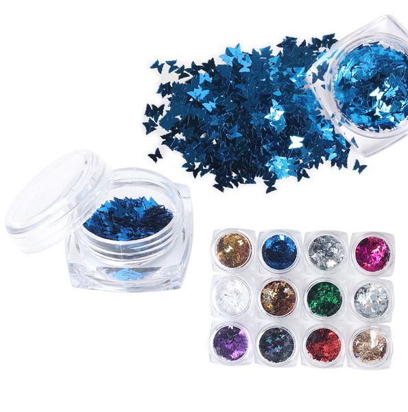 12 colors/set butterfly star shape nail flakes holographic paillette 3d laser glitter bow tie sequin nail art decorations diy tips, Silver;gold
12 colors/set butterfly star shape nail flakes holographic paillette 3d laser glitter bow tie sequin nail art decorations diy tips, Silver;gold