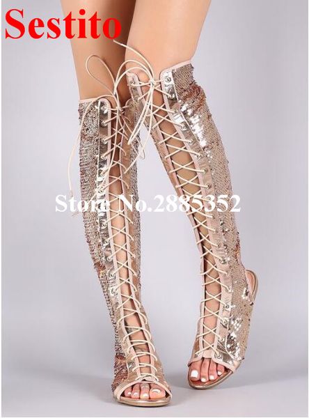 sestito luxury bling bling sequined open toe slingback cross-tied cutouts strappy flat with summer boots women shoes, Black
sestito luxury bling bling sequined open toe slingback cross-tied cutouts strappy flat with summer boots women shoes, Black