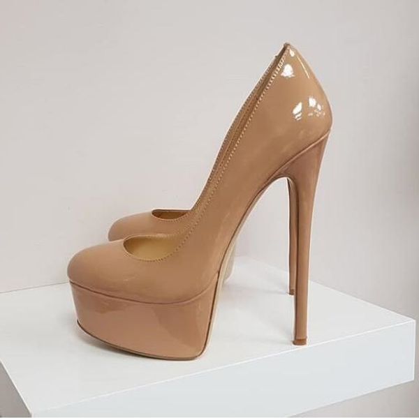 plus size 13 nude patent leather pumps shoes women round toe high platform wedding shoes bride 14cm high heeled banquet pumps, Black
plus size 13 nude patent leather pumps shoes women round toe high platform wedding shoes bride 14cm high heeled banquet pumps, Black