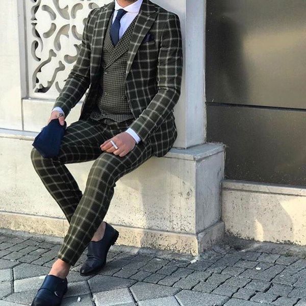 new wedding tuxedos green check slim fit men's suits formal british plaid groom tuxedos custom made jacket pants, Black;gray
new wedding tuxedos green check slim fit men's suits formal british plaid groom tuxedos custom made jacket pants, Black;gray
