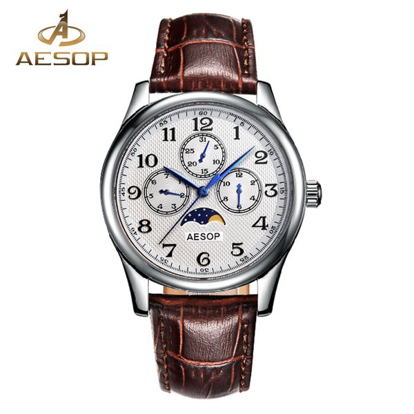 aesop watch men sapphire crystal quartz wrist wristwatch leather strap auto date male clock relogio masculino hodinky 9950g, Slivery;brown
aesop watch men sapphire crystal quartz wrist wristwatch leather strap auto date male clock relogio masculino hodinky 9950g, Slivery;brown
