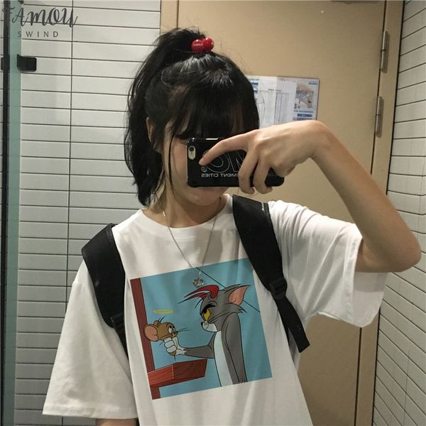 cat tom summer print mouse letter jerry casual cartoon fun vintage short sleeve women tees loose large size couple harajuku t shirt, White
cat tom summer print mouse letter jerry casual cartoon fun vintage short sleeve women tees loose large size couple harajuku t shirt, White
