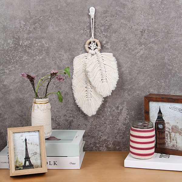small macrame wall hanging feather boho decor woven leaf tassels decoration cotton ornaments with wooden beads home decor
small macrame wall hanging feather boho decor woven leaf tassels decoration cotton ornaments with wooden beads home decor