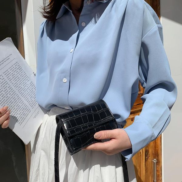 stone pattern leather crossbody bags women lady pure color casual mini messenger shoulder bags