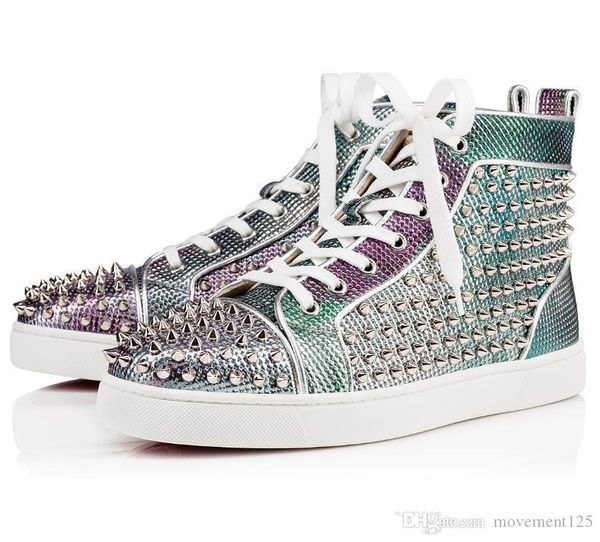 fashion brand black and white striped patent leather high-red bottom sneakersh studs spikes trainers men's red sole ing
fashion brand black and white striped patent leather high-red bottom sneakersh studs spikes trainers men's red sole ing