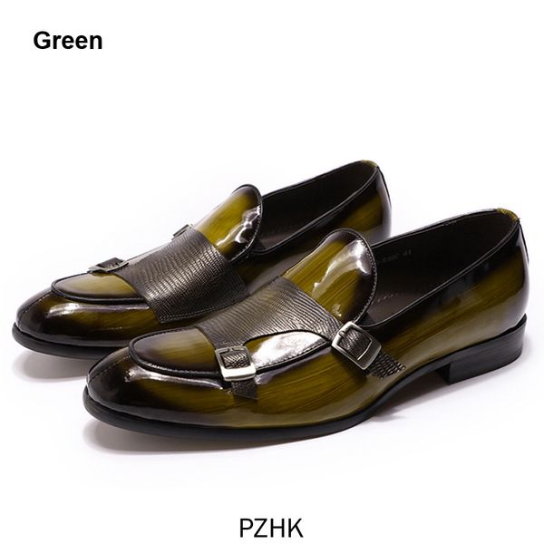 

zapatos de vestir de fiesta boda con mocasines para hombre cuero patente marca la marca, negro, verde, Black