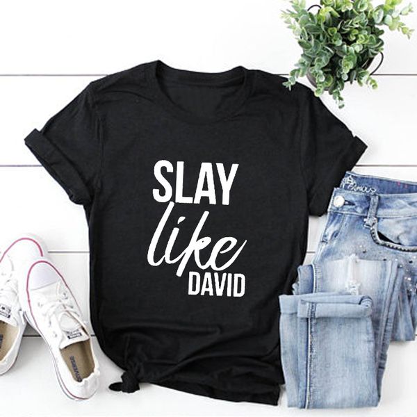 summer style shirts bible verse shirts cotton shirt slay like david christian t for women, White
summer style shirts bible verse shirts cotton shirt slay like david christian t for women, White