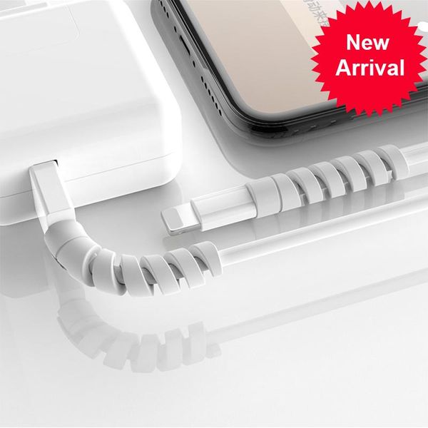 

cable protector for iphone xs x 8 7 6 spring twine bobbin winder data line cord case saver cover coque rope protection earphone